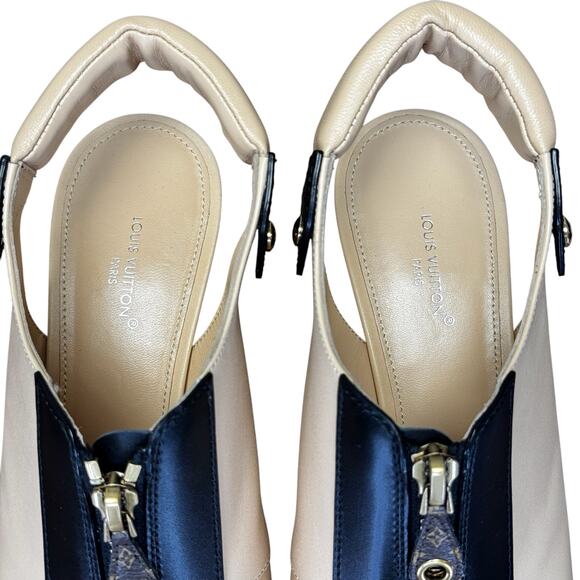 NEW Louis Vuitton Calf Leather Allure Slingback Pumps in Natural Size 39 / US 9 - Picture 11 of 14